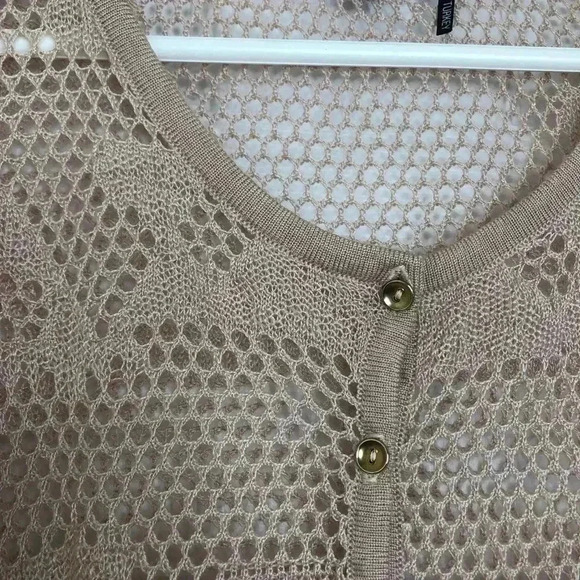 Tricotto Peach/Pink Mesh Cardigan Size  Small - Picture 13 of 16